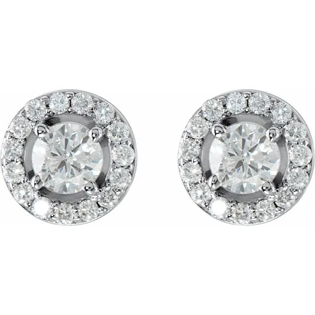 14K White Gold 78 CTW Natural Diamond HaloStyle Earrings TreasureFineJewelers Earrings