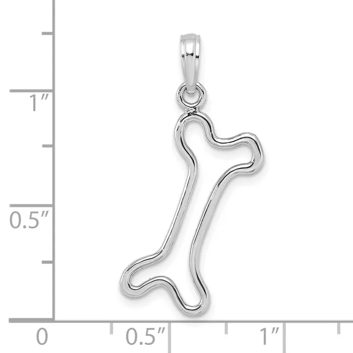 14K White Gold CutOut Polished Dog Bone Charm TreasureFineJewelers Charm Necklaces