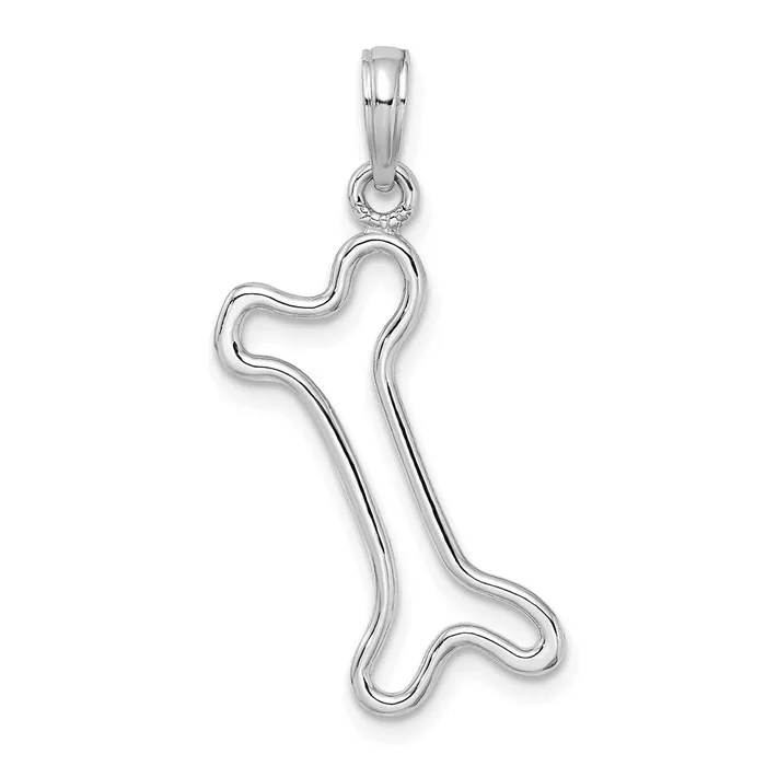 14K White Gold CutOut Polished Dog Bone Charm TreasureFineJewelers Charm Necklaces