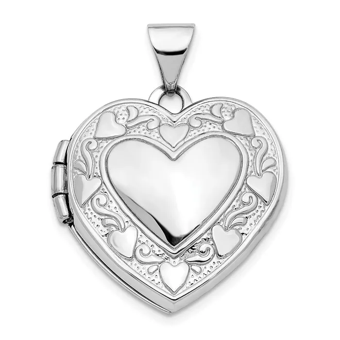 14K White Gold Hearts LOVE Reversible 19mm Heart Locket Pendant TreasureFineJewelers Necklaces 14K White Gold Hearts LOVE Reversible 19mm Heart Locket Pendant TreasureFineJewelers Necklaces