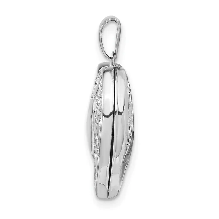 14K White Gold Hearts LOVE Reversible 19mm Heart Locket Pendant TreasureFineJewelers Necklaces