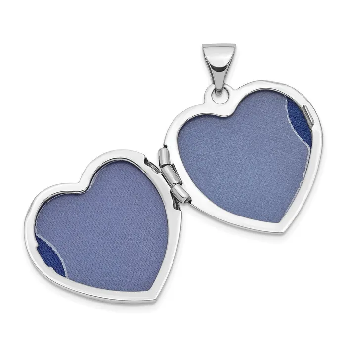 14K White Gold Hearts LOVE Reversible 19mm Heart Locket Pendant TreasureFineJewelers Necklaces