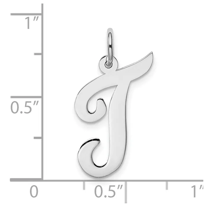 14k White Gold Large Script Letter T Initial Charm TreasureFineJewelers Charm Necklaces