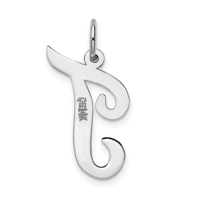 14k White Gold Large Script Letter T Initial Charm TreasureFineJewelers Charm Necklaces