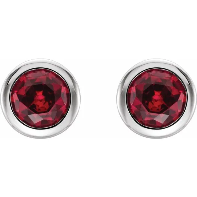14K White Gold Natural Ruby BezelSet Earrings TreasureFineJewelers Earrings