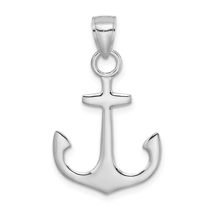 14K White Gold Polished 3D Anchor Charm TreasureFineJewelers Charm Necklaces 14K White Gold Polished 3D Anchor Charm TreasureFineJewelers Charm Necklaces