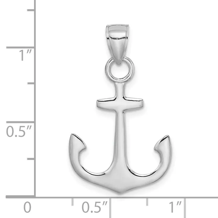 14K White Gold Polished 3D Anchor Charm TreasureFineJewelers Charm Necklaces