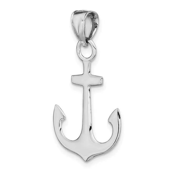 14K White Gold Polished 3D Anchor Charm TreasureFineJewelers Charm Necklaces