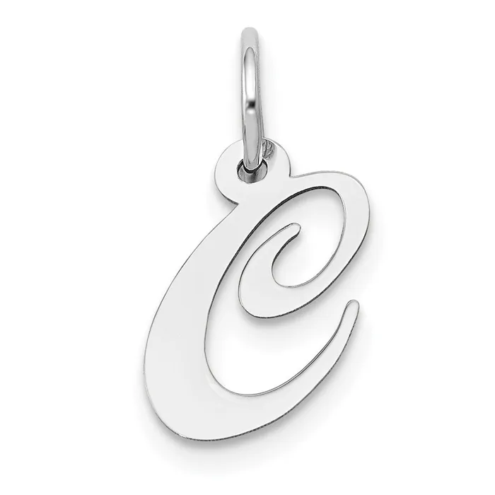 14k White Gold Small Fancy Script Letter C Initial Charm TreasureFineJewelers Charm Necklaces 14k White Gold Small Fancy Script Letter C Initial Charm TreasureFineJewelers Charm Necklaces