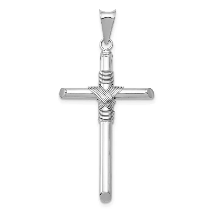 14K White Gold wCenter Wrap Tube Cross Pendant TreasureFineJewelers Necklaces 14K White Gold wCenter Wrap Tube Cross Pendant TreasureFineJewelers Necklaces