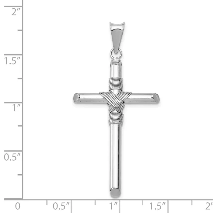 14K White Gold wCenter Wrap Tube Cross Pendant TreasureFineJewelers Necklaces
