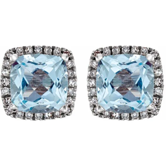 14K White Sky Blue Topaz 18 CTW Diamond Earrings TreasureFineJewelers Earrings