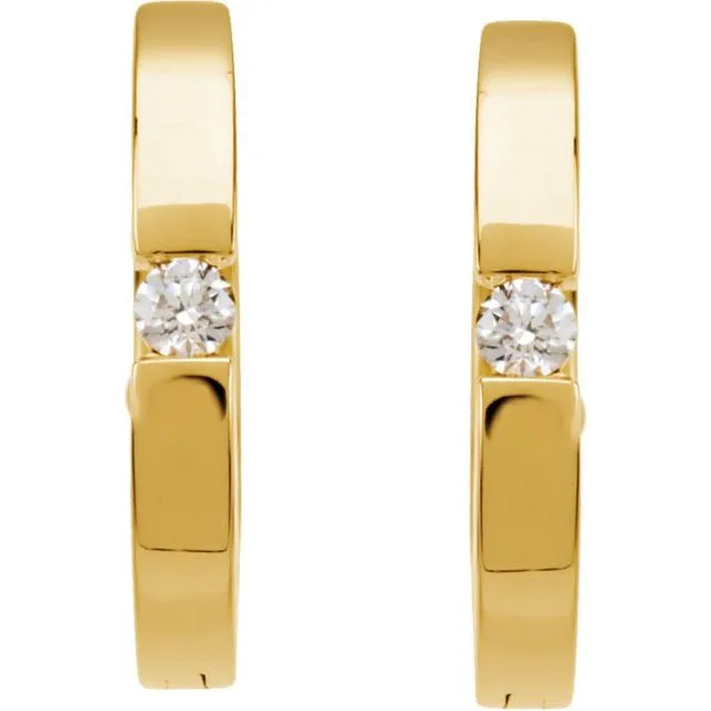 14K Yellow 07 CTW Diamond Hoop Earrings TreasureFineJewelers Earrings