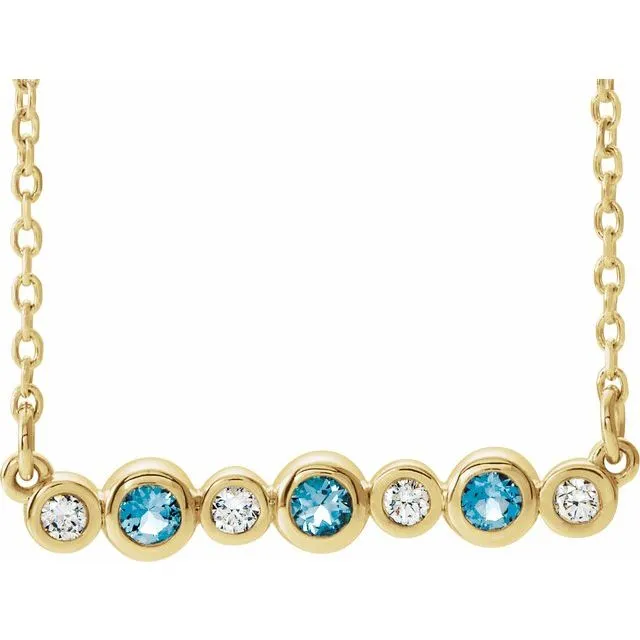 14K Yellow Aquamarine 08 CTW Diamond BezelSet Bar 1618 Necklace TreasureFineJewelers Necklaces 14K Yellow Aquamarine 08 CTW Diamond BezelSet Bar 1618 Necklace TreasureFineJewelers Necklaces