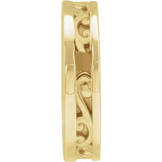 14K Yellow Gold 125 mm Engravable Scroll Disc Slide Pendant TreasureFineJewelers Necklaces
