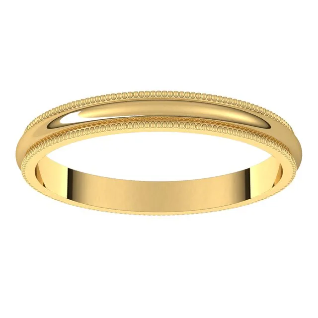 14K Yellow Gold 25 mm Milgrain Half Round Wedding Band TreasureFineJewelers Rings