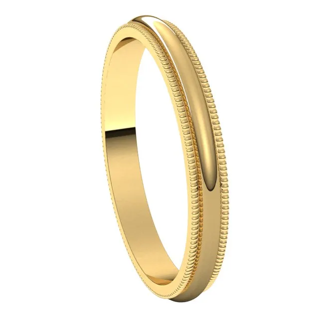 14K Yellow Gold 25 mm Milgrain Half Round Wedding Band TreasureFineJewelers Rings