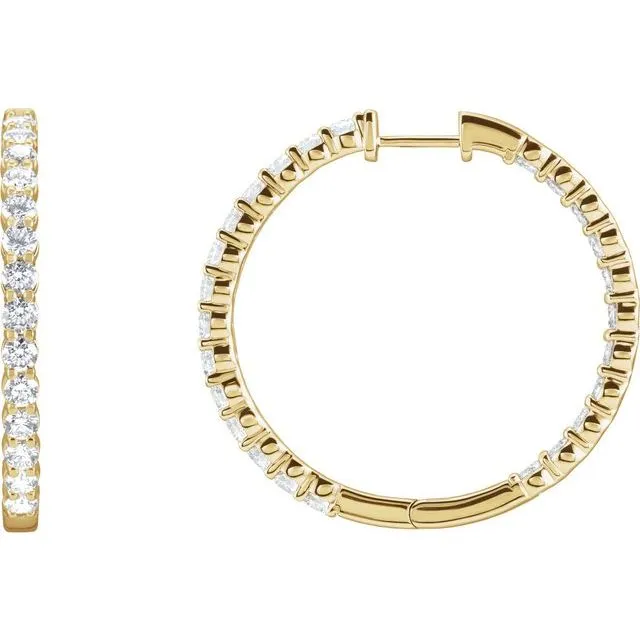 14K Yellow Gold 3 CTW Natural Diamond InsideOutside Hinged 30 mm Hoop Earrings TreasureFineJewelers Earrings 14K Yellow Gold 3 CTW Natural Diamond InsideOutside Hinged 30 mm Hoop Earrings TreasureFineJewelers Earrings