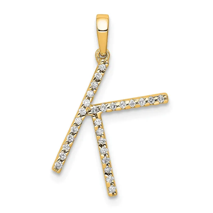 14k Yellow Gold Diamond Letter K Initial Pendant TreasureFineJewelers Necklaces 14k Yellow Gold Diamond Letter K Initial Pendant TreasureFineJewelers Necklaces