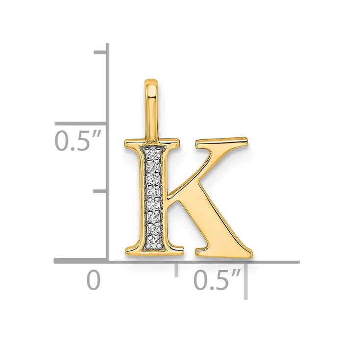 14k Yellow Gold Diamond Letter K Initial Pendant TreasureFineJewelers Necklaces