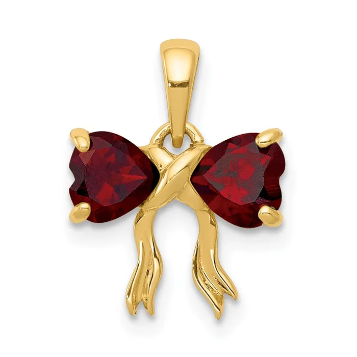 14k Yellow Gold Gold Polished Garnet Bow Pendant TreasureFineJewelers PreStyled Sets 14k Yellow Gold Gold Polished Garnet Bow Pendant TreasureFineJewelers PreStyled Sets