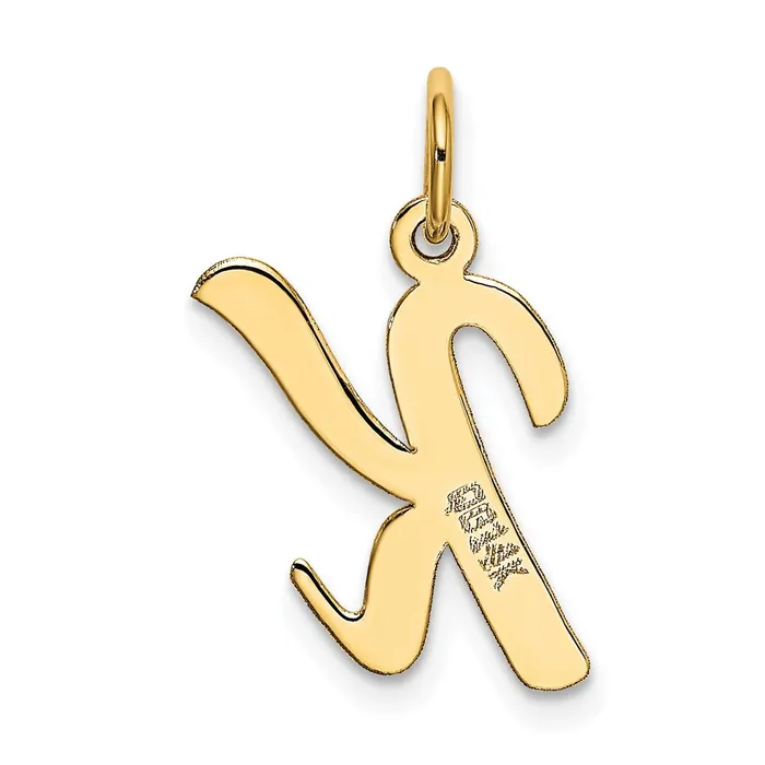 14k Yellow Gold Medium Script Letter K Initial Charm TreasureFineJewelers Charm Necklaces