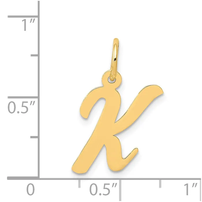 14k Yellow Gold Medium Script Letter K Initial Charm TreasureFineJewelers Charm Necklaces
