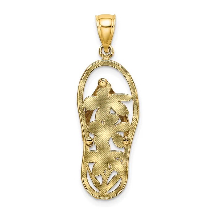 14k Yellow Gold Multi Color Enamel Flower FlipFlop Charm TreasureFineJewelers Charm Necklaces