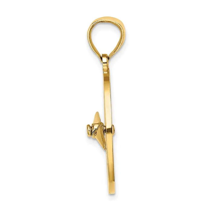 14k Yellow Gold Nautical Compass with Moveable Needle Charm TreasureFineJewelers Charm Necklaces