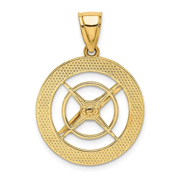 14k Yellow Gold Nautical Compass with Moveable Needle Charm TreasureFineJewelers Charm Necklaces