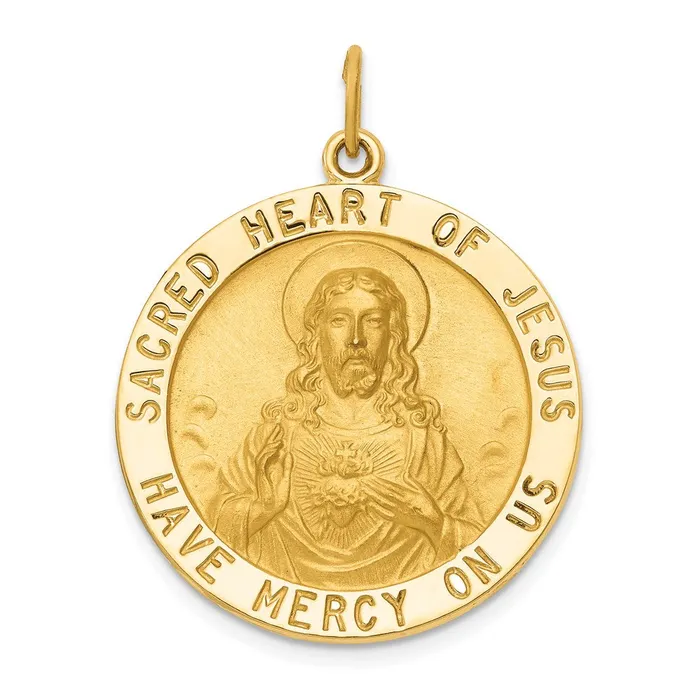 14k Yellow Gold Sacred Heart of Jesus Medal Pendant TreasureFineJewelers Necklaces 14k Yellow Gold Sacred Heart of Jesus Medal Pendant TreasureFineJewelers Necklaces