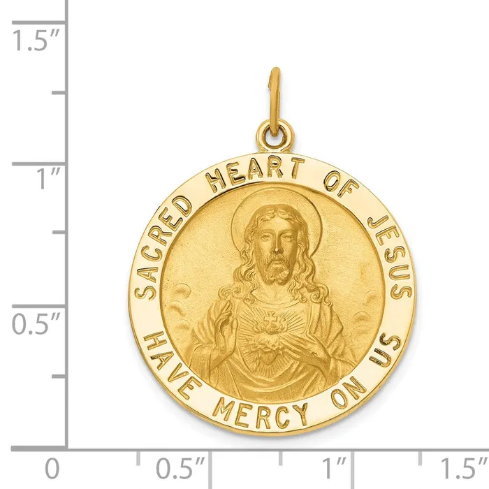 14k Yellow Gold Sacred Heart of Jesus Medal Pendant TreasureFineJewelers Necklaces