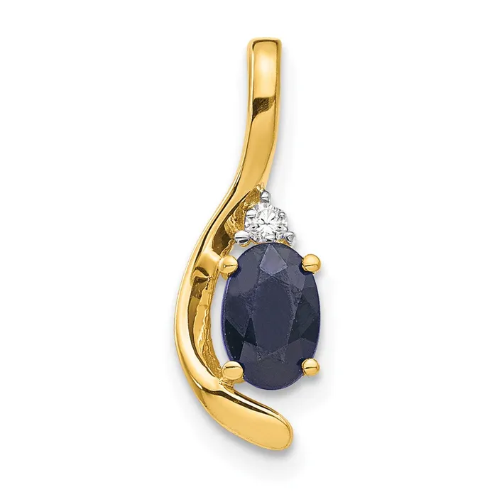 14k Yellow Gold Sapphire and Diamond Pendant TreasureFineJewelers Necklaces