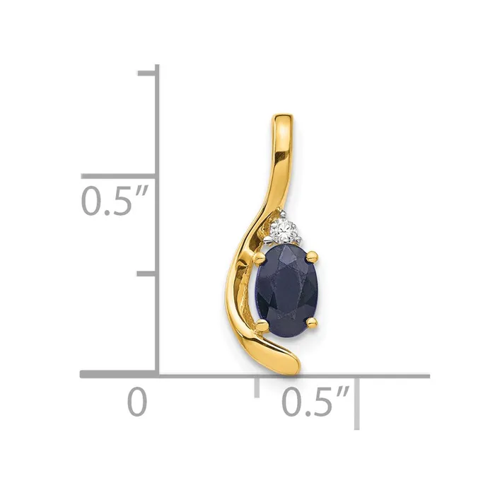 14k Yellow Gold Sapphire and Diamond Pendant TreasureFineJewelers Necklaces