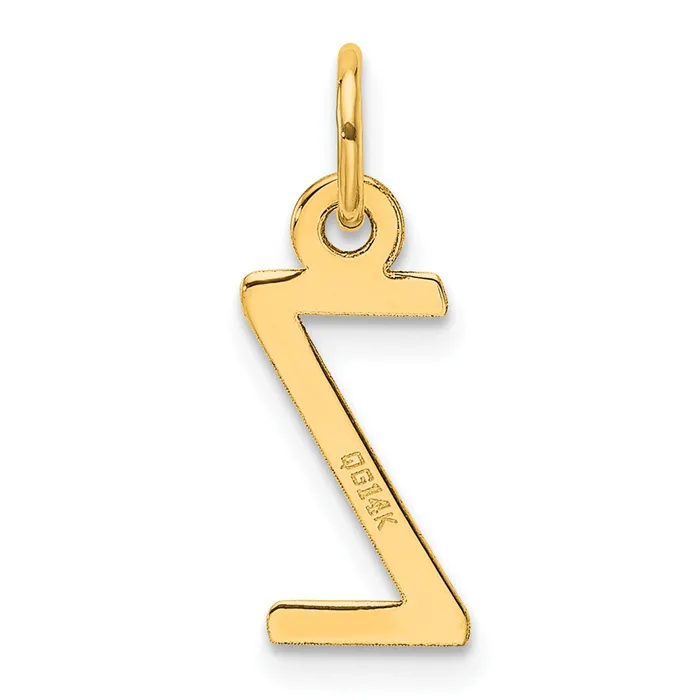 14k Yellow Gold Slanted Block Letter Z Initial Charm TreasureFineJewelers Charm Necklaces