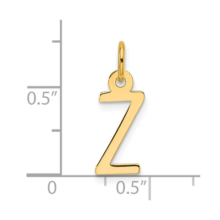 14k Yellow Gold Slanted Block Letter Z Initial Charm TreasureFineJewelers Charm Necklaces