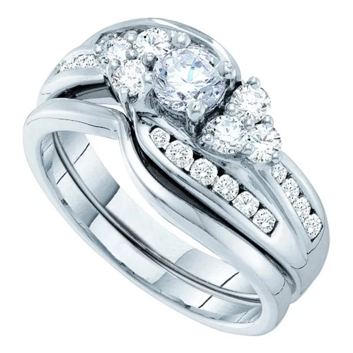 14kt white gold womens round diamond bridal wedding engagement ring band set 100 cttw52542 North Arrow Shop Rings 14kt white gold womens round diamond bridal wedding engagement ring band set 100 cttw52542 North Arrow Shop Rings