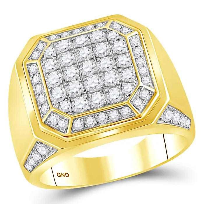14kt yellow gold mens round diamond octagon cluster ring 200 cttw114819 North Arrow Shop Rings 14kt yellow gold mens round diamond octagon cluster ring 200 cttw114819 North Arrow Shop Rings