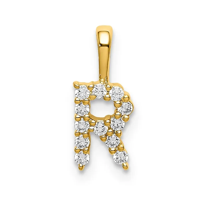 14KY Small Initial R Diamond Pendant TreasureFineJewelers Necklaces