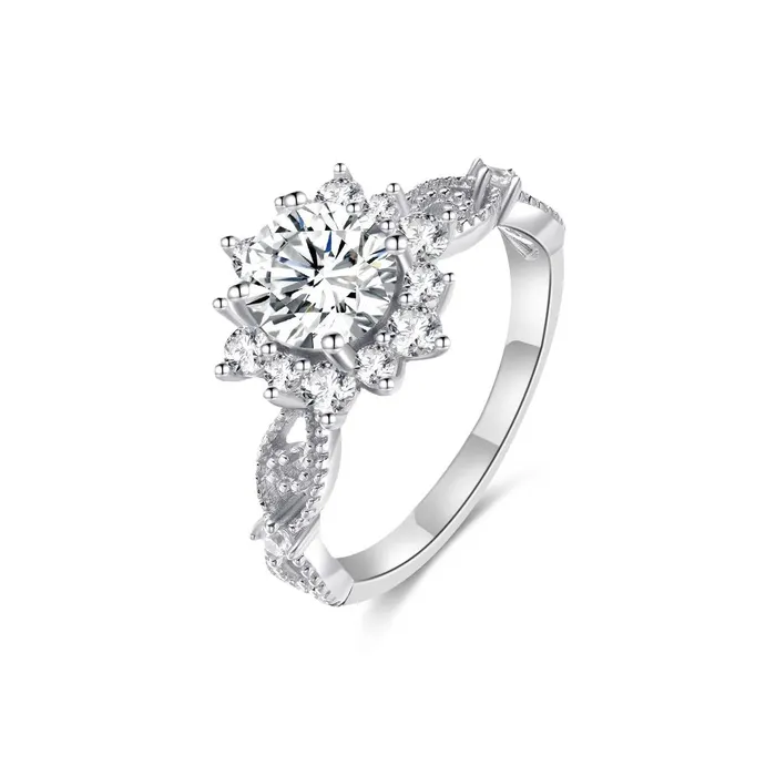 925 Silver Snowflake Hollow Moissanite Ring Trendolla Jewelry Rings