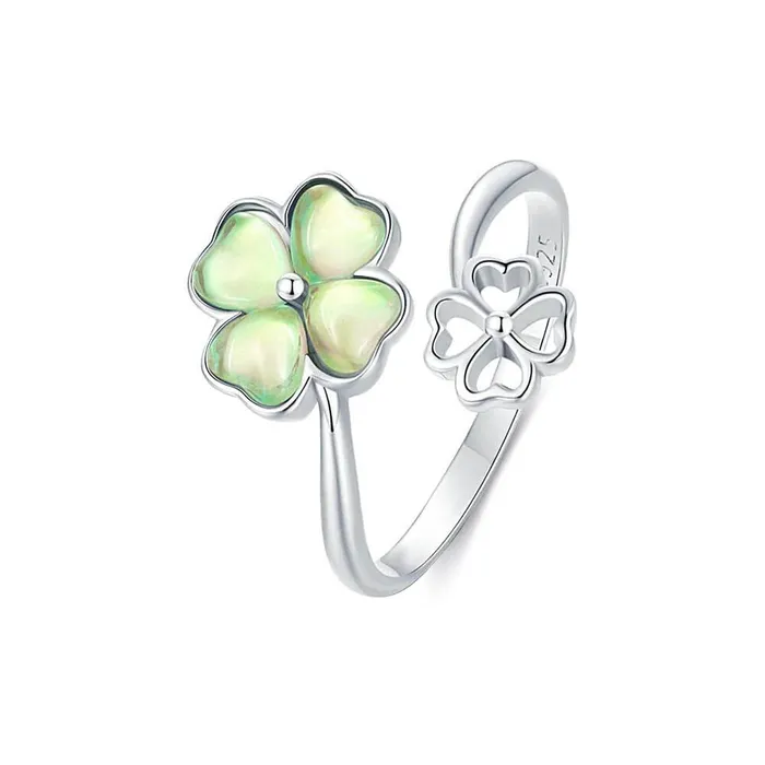 925 Silver Summer Lucky Four Leaf Clover Toi et Moi Rings Trendolla Jewelry Rings