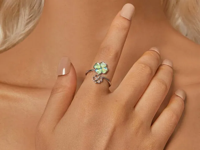 925 Silver Summer Lucky Four Leaf Clover Toi et Moi Rings Trendolla Jewelry Rings