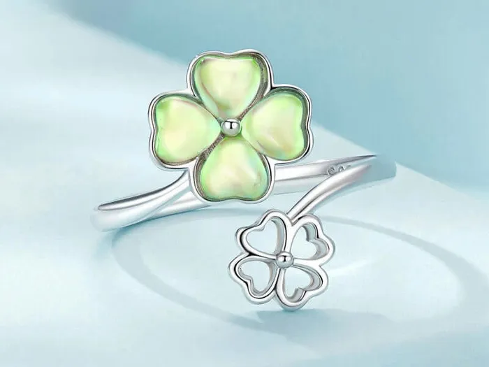 925 Silver Summer Lucky Four Leaf Clover Toi et Moi Rings Trendolla Jewelry Rings