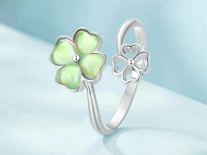 925 Silver Summer Lucky Four Leaf Clover Toi et Moi Rings Trendolla Jewelry Rings