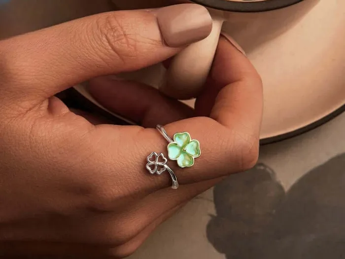 925 Silver Summer Lucky Four Leaf Clover Toi et Moi Rings Trendolla Jewelry Rings