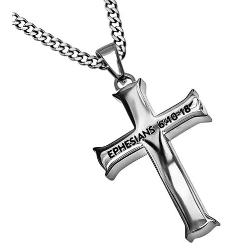 Armor of God Cross Necklace Ephesians 6 Steel Curb Chain Christian Verse North Arrow Shop Necklaces Armor of God Cross Necklace Ephesians 6 Steel Curb Chain Christian Verse North Arrow Shop Necklaces