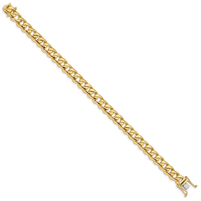 Bracelets 14K 8 inch 84mm Hand Polished Rounded Curb Link with Box Catch Clasp Bracelet TreasureFineJewelers