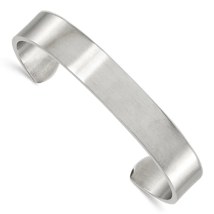 Bracelets TreasureFineJewelers Chisel Stainless Steel Brushed 12mm Cuff Bangle Bracelets TreasureFineJewelers Chisel Stainless Steel Brushed 12mm Cuff Bangle