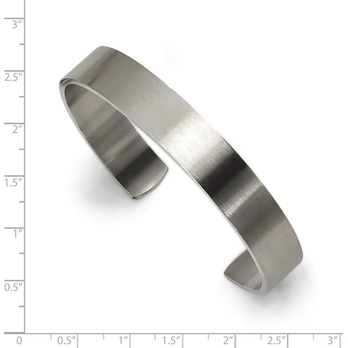 Bracelets TreasureFineJewelers Chisel Stainless Steel Brushed 12mm Cuff Bangle
