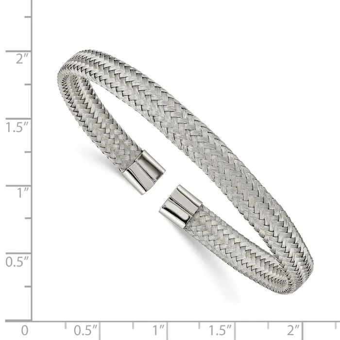 Bracelets TreasureFineJewelers Chisel Stainless Steel Polished 6mm Mesh Wire Cuff Bangle